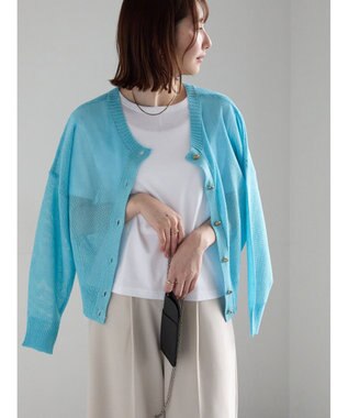 Te chichi 【WEB限定カラーあり】ペーパータッチヤーン2wayメッシュニット ブルー