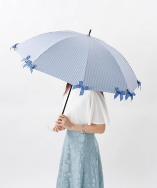 AURORA 【 JILL STUART（ジル スチュアート）】・WEB限定・　リボン付き晴雨兼用パラソル(長傘) サックス