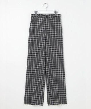 自由区 L 【19号サイズまで展開・定番人気・新色】TRギャバチェック柄ストレート パンツⅡ ライトグレーチェック