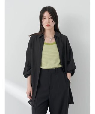 earth music&ecology シアーボーイズライクシャツ Black