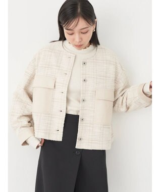 earth music&ecology ツイードジャケット（ｃｈｅｃｋ） Ivory
