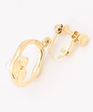 ANY SIS フープパール調ストーン イヤリング ゴールド