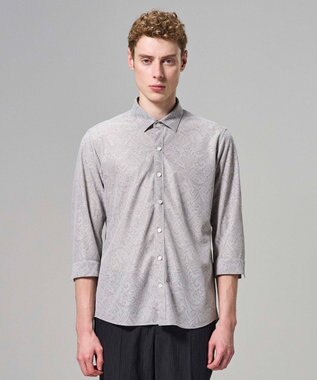 JOSEPH HOMME 【新柄】ヨシタレース　7分袖レギュラーカラーシャツ ライトグレー系