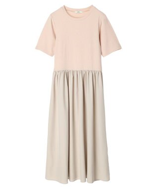 earth music&ecology ショートスリーブドッキングワンピース Pink Beige