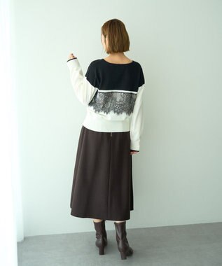 YECCA VECCA メルトンジャージーAラインスカート Brown