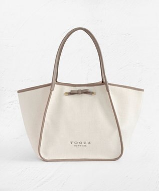 TOCCA 【A4サイズ対応】TRIM RIBBON CANVASTOTE トートバッグ ベージュ系