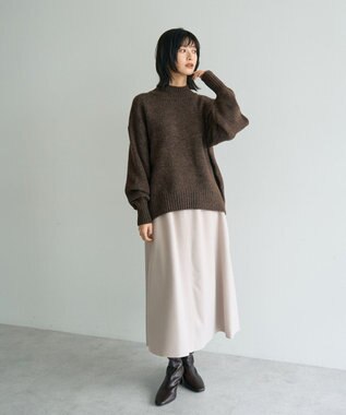 YECCA VECCA メルトンジャージーAラインスカート Gray Beige