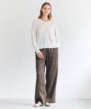 BEIGE， ARSENOPY / コットンドライタッチ Vネックニット Ecru