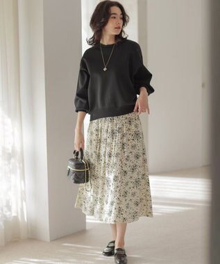 組曲 モザイクフラワープリント スカート アイボリー系5