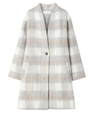 Green Parks コクーンシルエットチェックシャギーコート Gray