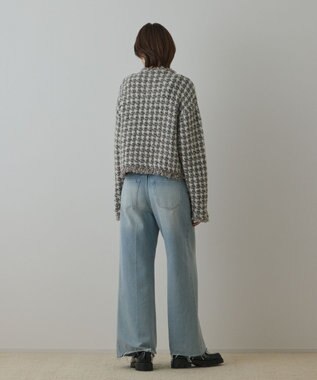 GRACE CONTINENTAL ツイードニットショートカーディガン グレー