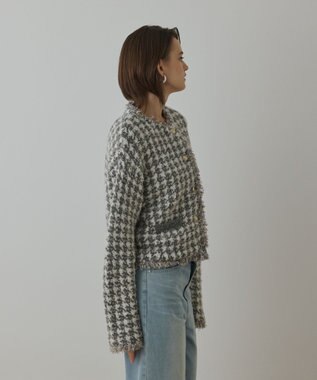 GRACE CONTINENTAL ツイードニットショートカーディガン グレー