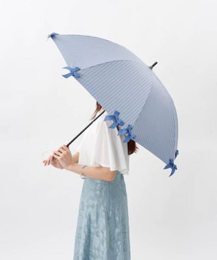 AURORA 【 JILL STUART（ジル スチュアート）】・WEB限定・　リボン付き晴雨兼用パラソル(長傘) サックス