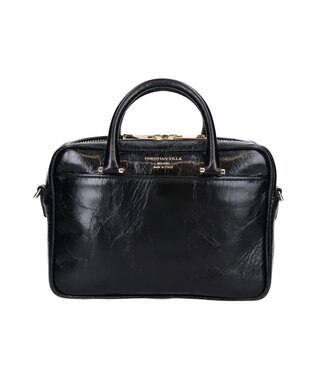 INTER-CHAUSSURES 【CHRISTIAN VILLA】スクエアレザーハンドバッグ ブラック