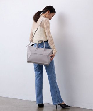 TOPKAPI 【TREASURE TOPKAPI】フェイクレザー ジオメトリック ショルダー付 トートバッグ ライトグレー