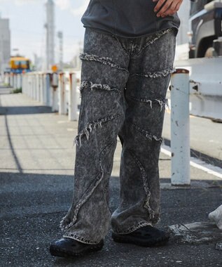 WEGO ダーツフリンジデニムパンツ デニムブラックソノタ