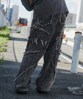 WEGO ダーツフリンジデニムパンツ デニムブラックソノタ