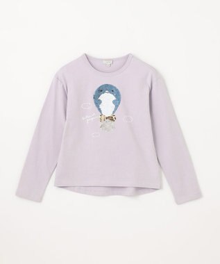 ANY KIDS ミラクルスパンコール 長袖 Ｔシャツ ブルーグレー×気球