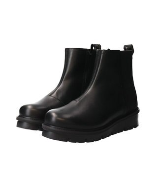 INTER-CHAUSSURES 【BUSSOLA】撥水厚底素材コンビショートブーツ ブラックコンビ