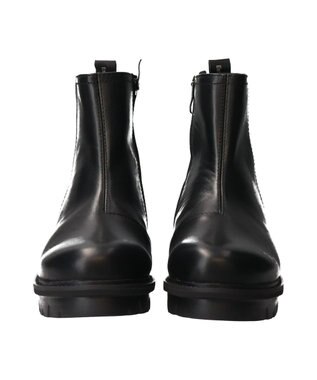 INTER-CHAUSSURES 【BUSSOLA】撥水厚底素材コンビショートブーツ ブラックコンビ