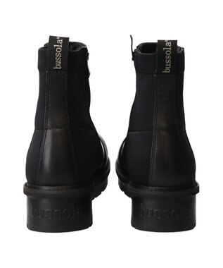 INTER-CHAUSSURES 【BUSSOLA】撥水厚底素材コンビショートブーツ ブラックコンビ