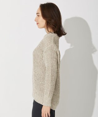 自由区 L 【洗える】コットンラッセル ボートネックニット ベージュ系