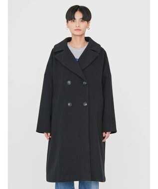 AMERICAN HOLIC 中空ＦＩＢＥＲドロップショルダーチェスターコート Black