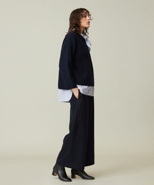 J.PRESS YORK STREET 【WOMEN】ウールカシミヤ ボトルネックショートニット ネイビー系