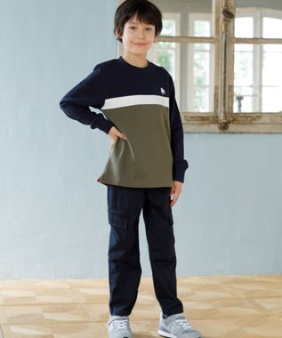 J.PRESS KIDS 【140-170cm】ブル刺繍 ブロッキングトレーナー ネイビー系2