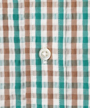 J.PRESS MEN 風が通るシアサッカーの清涼感【吸水速乾 / 高通気性】【クールマックス】サッカーギンガムチェック シャツ / B.D. グリーン系3