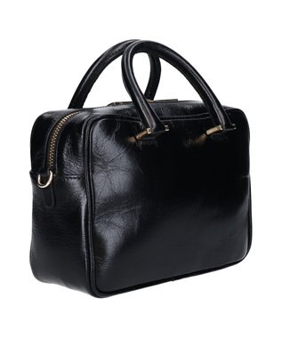 INTER-CHAUSSURES 【CHRISTIAN VILLA】スクエアレザーハンドバッグ ブラック