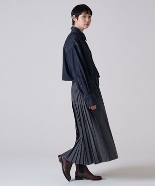 Ripo trenta anni 【ブランド人気】PLEATS RELAX LONG SK プリーツデニムスカート GRAY