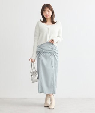 earth music&ecology フロントドロストリボンナロースカート Mint Green