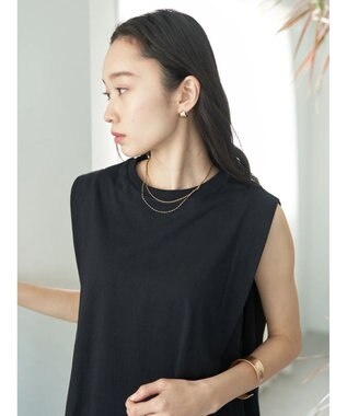 earth music&ecology ボクシーノースリーブチュニック Black