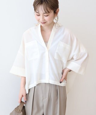 AMERICAN HOLIC Wポケットシアー半袖シャツ Ivory