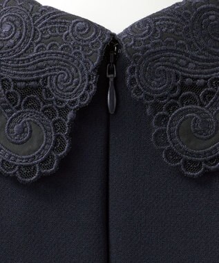 23区 S 【R(アール)】ダブルクロス レース襟 ワンピース ネイビー系