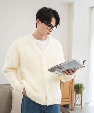 WEGO モヘアライクBIGカーディガン ホワイト