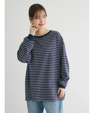 Green Parks マシュマロタッチボーダープルオーバー Navy