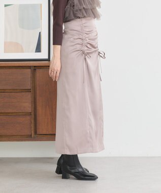 earth music&ecology フロントドロストリボンナロースカート Mocha
