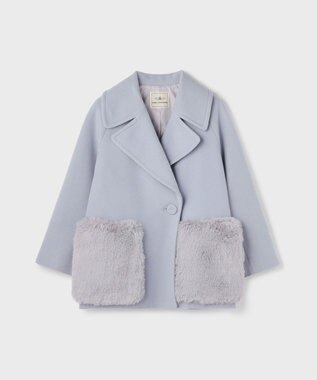 GRACE CONTINENTAL ファーポケットピーコート サックス