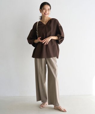 UNFILO BREEZEMOVE ボリュームブラウス ブラウン