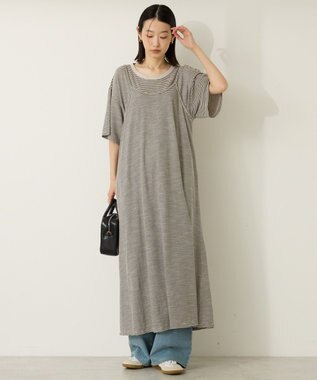 AMERICAN HOLIC 【2点セット】レイヤードボーダーＴワンピース Black