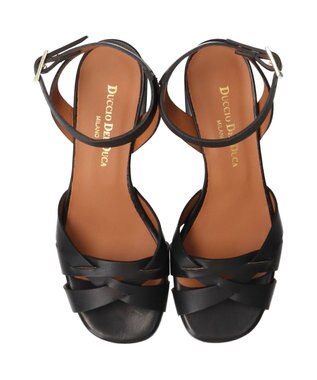INTER-CHAUSSURES 【DUCCIO DEL DUCA】ラウンドトウアンクルストラップサンダル ブラック