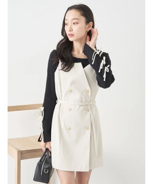 earth music&ecology トレンチ風キャミミニワンピース Ivory