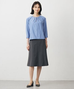 J.PRESS LADIES L 【洗える】T/Rアルガンシルク フレア スカート ライトグレー系