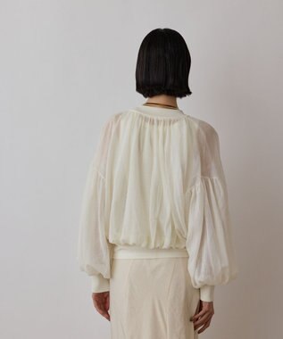 GRACE CONTINENTAL シアーニットバルーンジャケット ホワイト