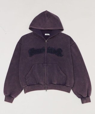 WEGO 【ユニセックス着用ITEM/MLサイズ展開】ショートグラフィックZIPパーカー パープル