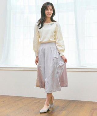 Feroux ブローチデザインニット プルオーバー アイボリー系