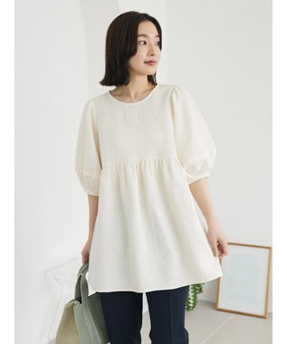 Green Parks ジャガードペプラムブラウス Off White