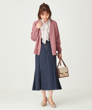 ANY SIS 【美人百花11月号掲載】シャドーチェックボウタイ ブラウス ローズグレー